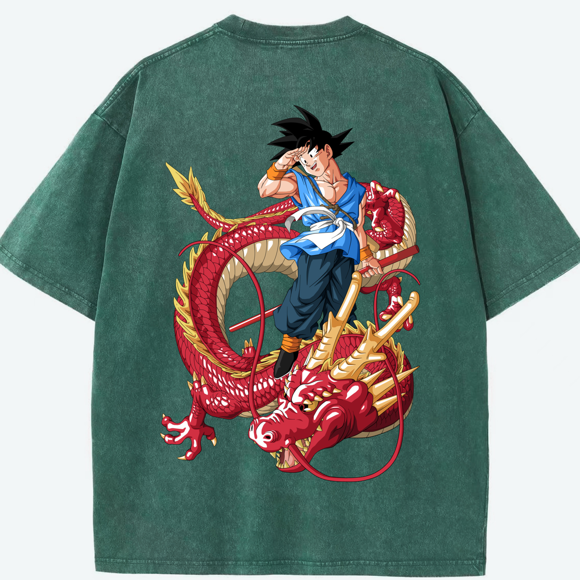 （画像用） ドラゴンボール 孫悟空（そん ごくう）Son Goku カカロット DRAGON BALL Kakarotto 綿100% ヴィンテージ風 半袖Tシャツ（背面プリント）